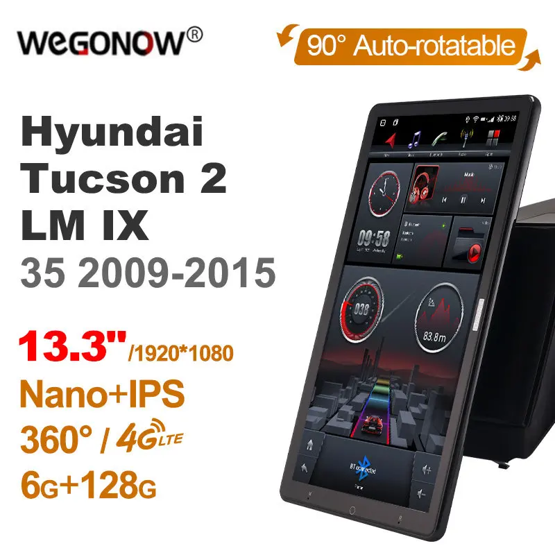 

1920*1080 Nano Ownice Android10.0 для Hyundai Tucson 2 LM IX35 2009-2015 Автомагнитола Видео Аудио 13,3 ''IPS поворотный 360 6G 128G