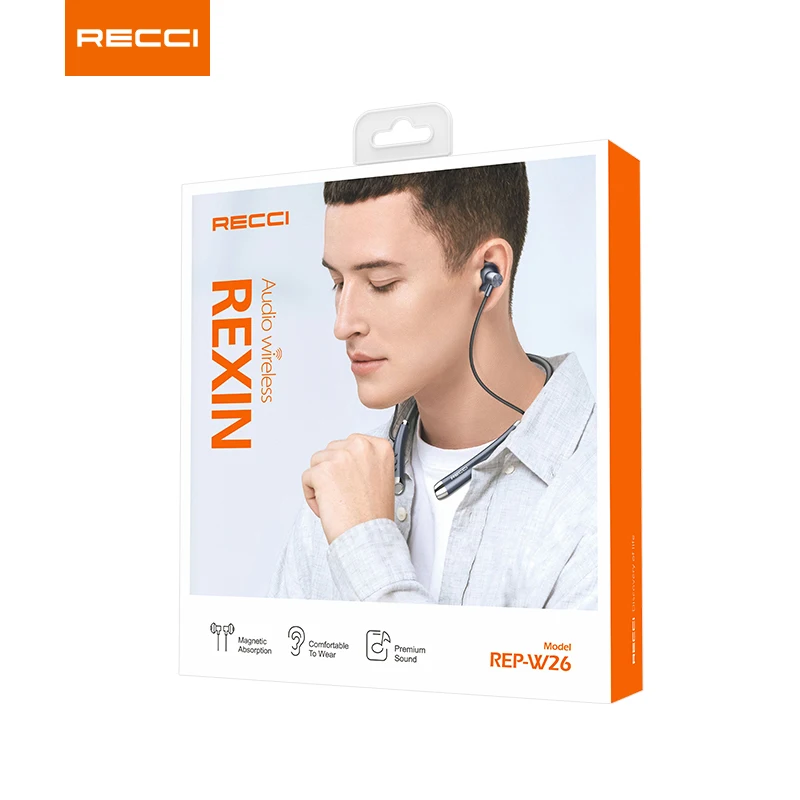 Recci W26 шейные Bluetooth-наушники спортивные наушники HiFi-звук беспроводная гарнитура |