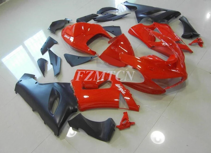 

4Gifts New ABS Whole Motorcycle Fairings Kit Fit for Kawasaki Ninja ZX-6R ZX6R 636 2005 2006 05 06 Bodywork set Red Black