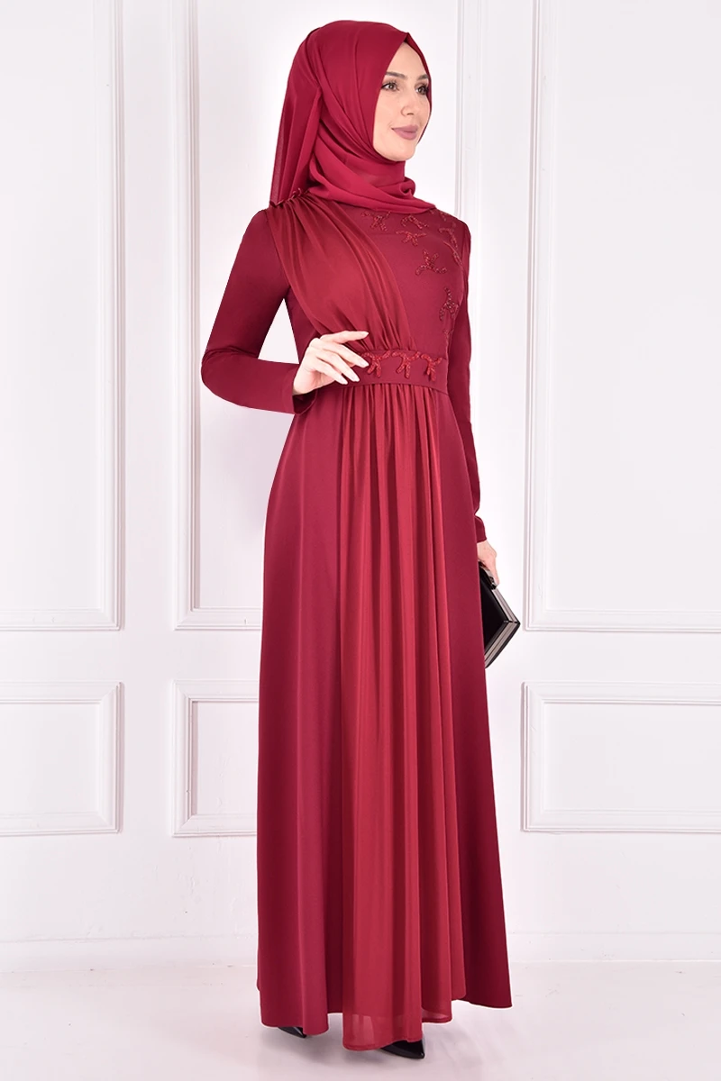 

Stone Detail Dress Burgundy ASM2370