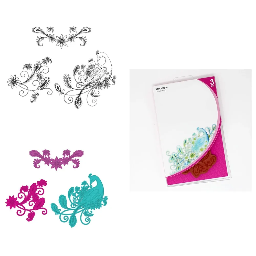 

Peacock Flower Metal Cutting Dies And Silicone Stamps For DIY Template Scrapbooking Paper Card Album Decoration Craft Die New