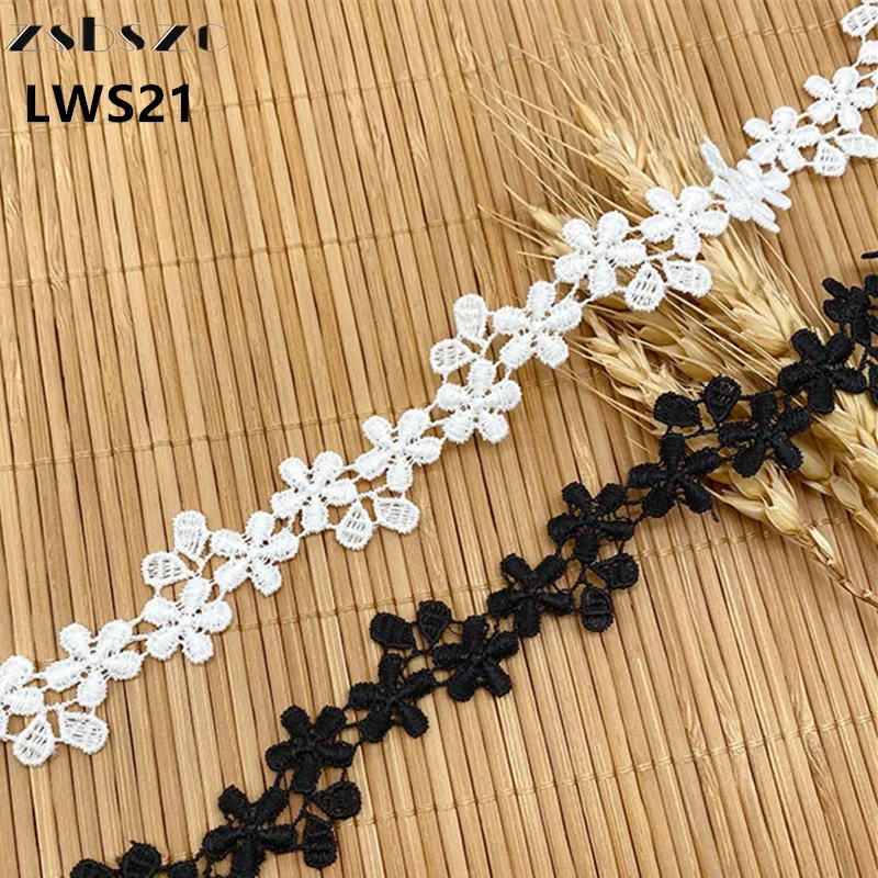 Zsbszc 2,2 см Ширина 15 ярдов кружевной штрих-код аксессуары для одежды с вышивкой маленькие цветы кружевные аксессуары молочное кружево LWS21