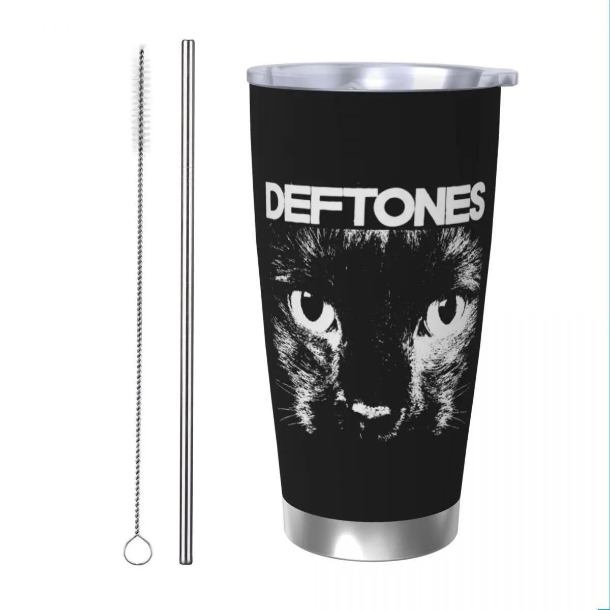 

Deftones Cat изолированный стакан с крышкой для соломинок в стиле панк хип-хоп, Термокружка, уличный портативный термос, бутылка, чашка, 20 унций