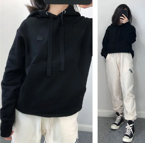 

Women Hoodies Plus Velvet Solid Color Simple Loose Long Sleeve Sweatshirts Top