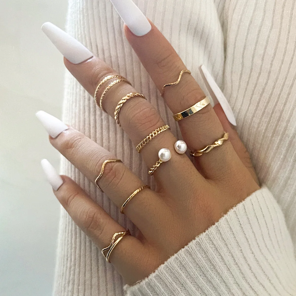 

Punk Gold Geometric Rings Set for Women Girls Fashion Cross Twist Open Joint Ring 2022 Female Jewelry Gift