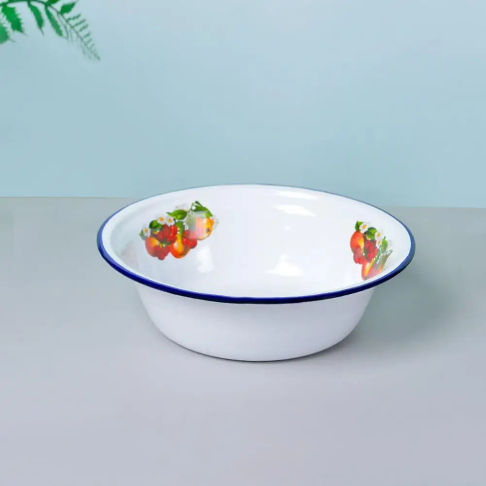 for Dinner Durable Bowl Container Enamel Rustic Easy Clean Food Containers Enamel Enamel Basin Bowl images - 6