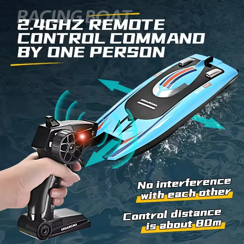 Скоростная гоночная лодка на радиоуправлении 15 км/ч водонепроницаемая