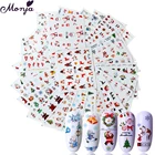 Monja 24 шт Рождественская серия ногтей переводная наклейка Снежинка Рождественский олень Снеговик водяные знаки Типсы для маникюра украшения