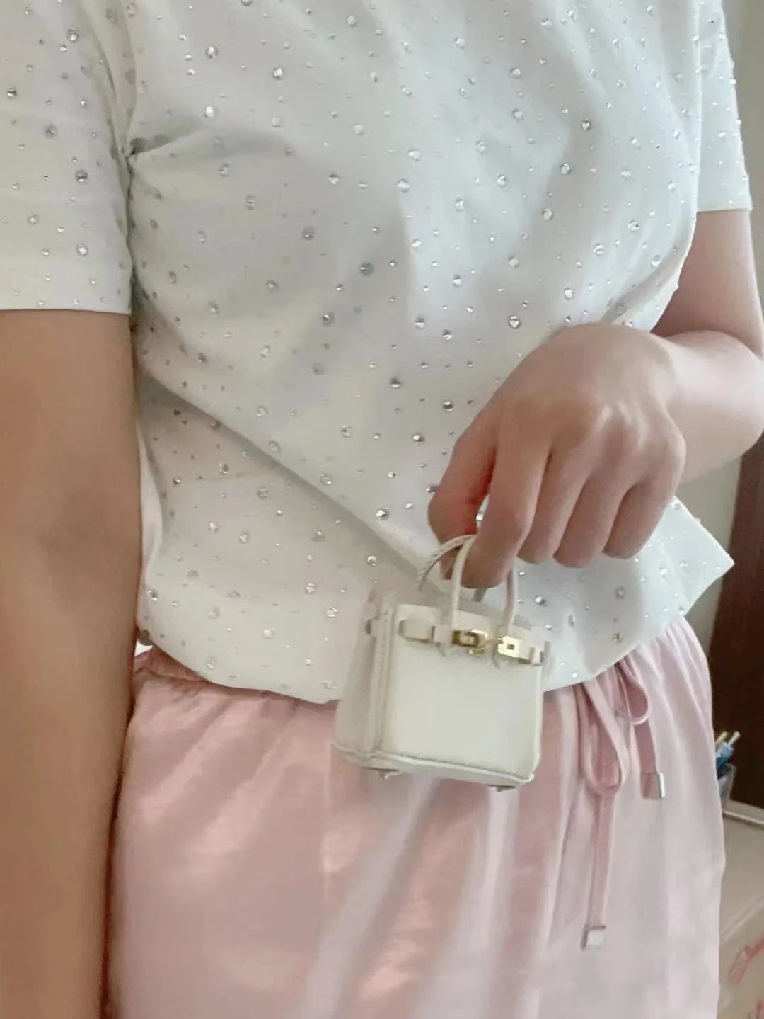 Handbag Women's Leather Mini Charm For Purse Car Keychain Woman Luxury Designer Bag Accessories