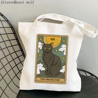 women shopper bag magic the protector cat witchy tarot bag harajuku shopping canvas shopper bag girl handbag shoulder lady bag