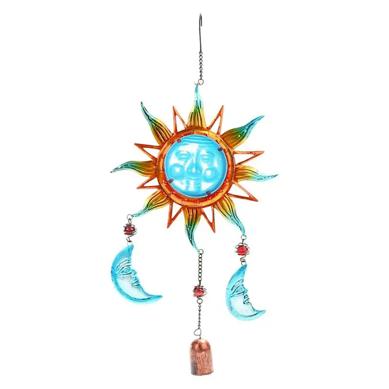 

Outdoor Metal Wind Chimes Moon Sun Wind Chime Colored Painting Wind Bells For Outside Gradient Chimes Home Decor Retro Wind