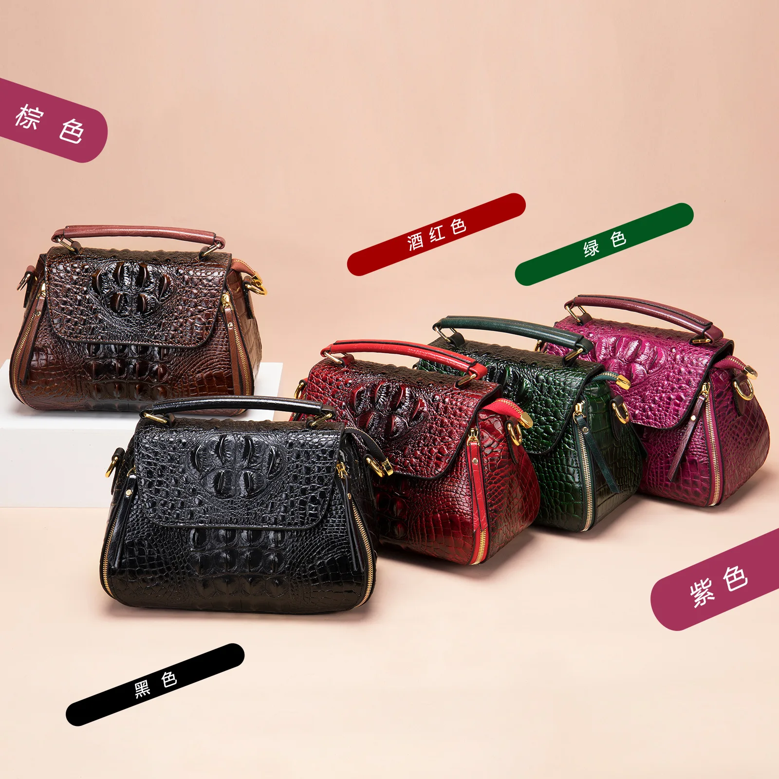 

100% Genuine Cowhide 2022 New Hot Sale Luxury Brand Crocodile Pattern Ladies Retro Handbag Shoulder Messenger Bag Gg Sac Luxe Cc