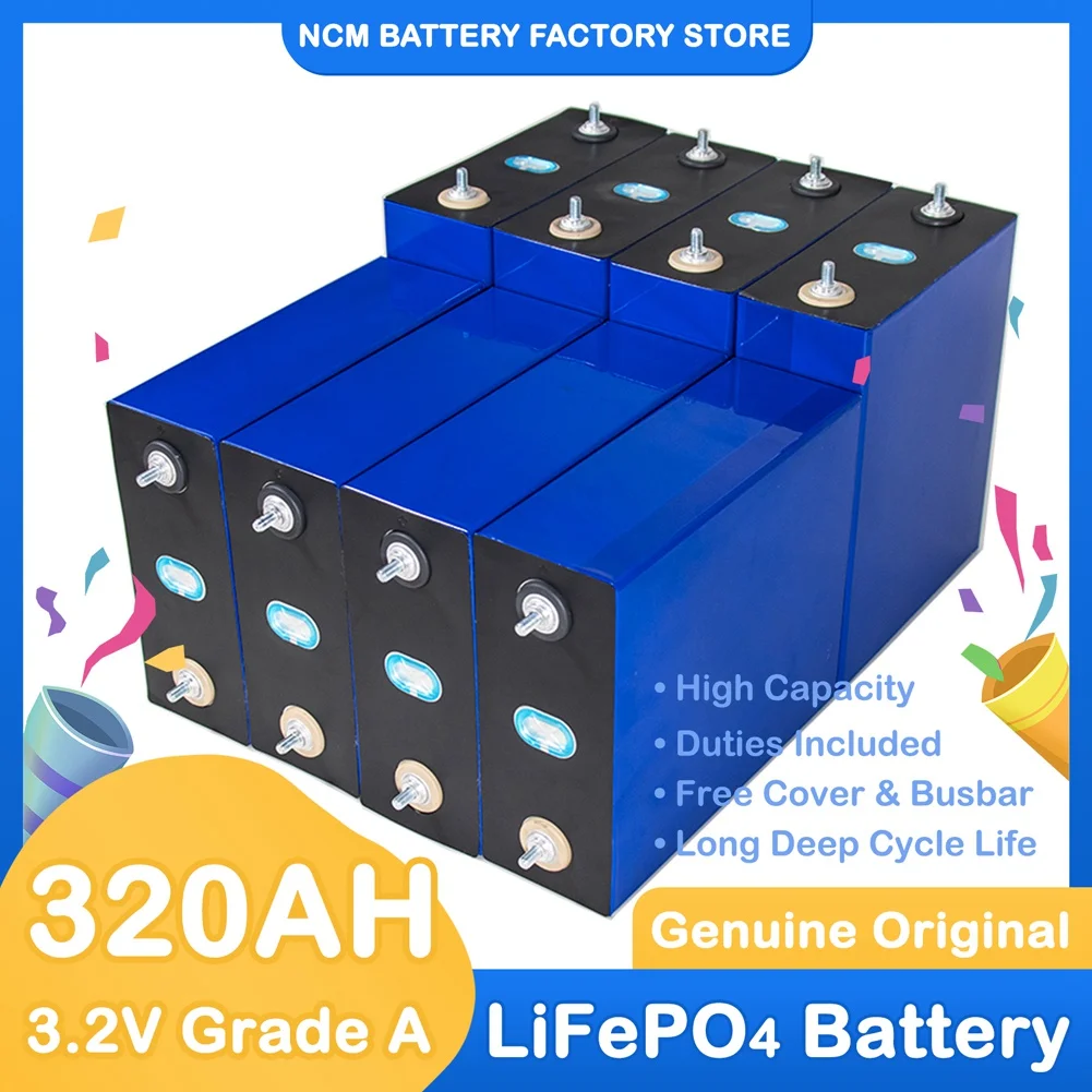 

Lifepo4 320Ah Battery 3.2V Rechargeable Lithium Iron Phosphate Plastic Solar Cells DIY for Boat Golf Cart Solar Energy Storage