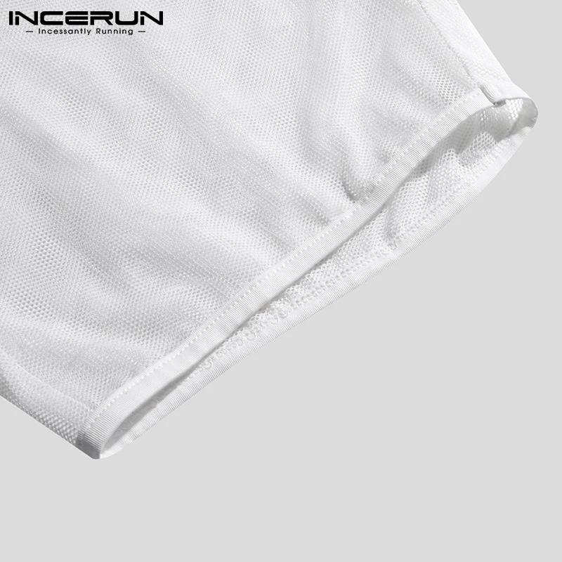 New Men's Comfortable Homewear Short Sleeve Breathable Mesh 2023 Jumpsuits Singlet Underwear Sleepwear Bodysuits S-5XL INCERUN