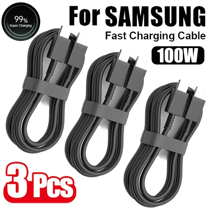 3Pcs PD 100W USB Type C to C Fast Charge Cable for Samsung Galaxy S22 S23 S24 S25 Plus Note Ultra A53 A54 Charging Data Cable