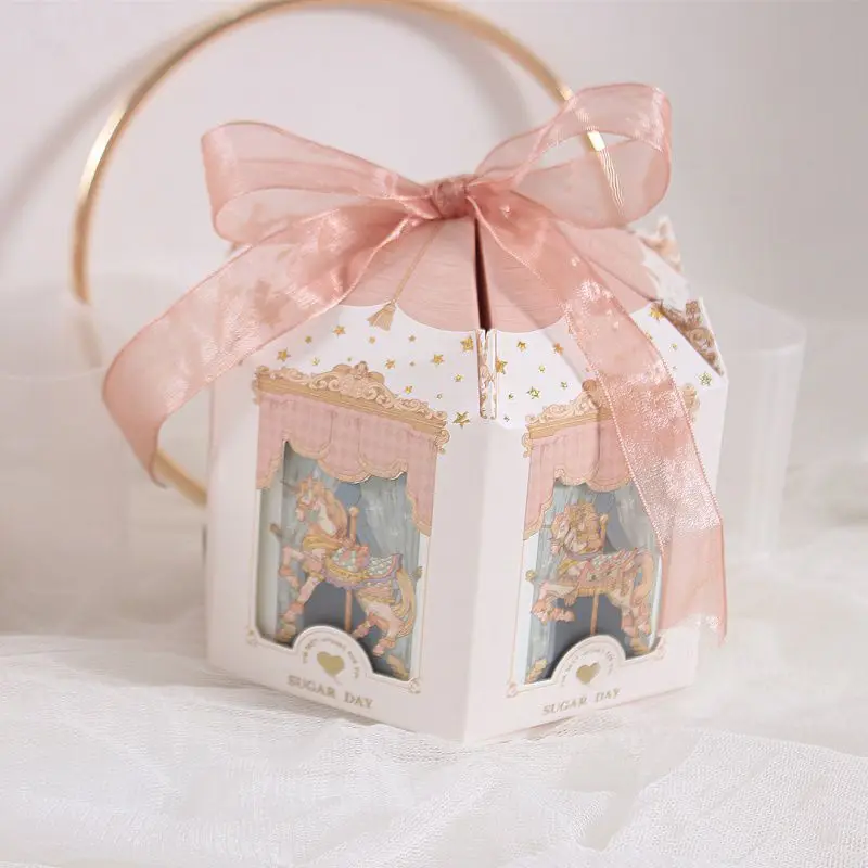 Carousel Paper Gift Box Wedding Favors And Gifts Party Baby Shower Candy Packaging Box Birthday Party Decorations Present Boxes