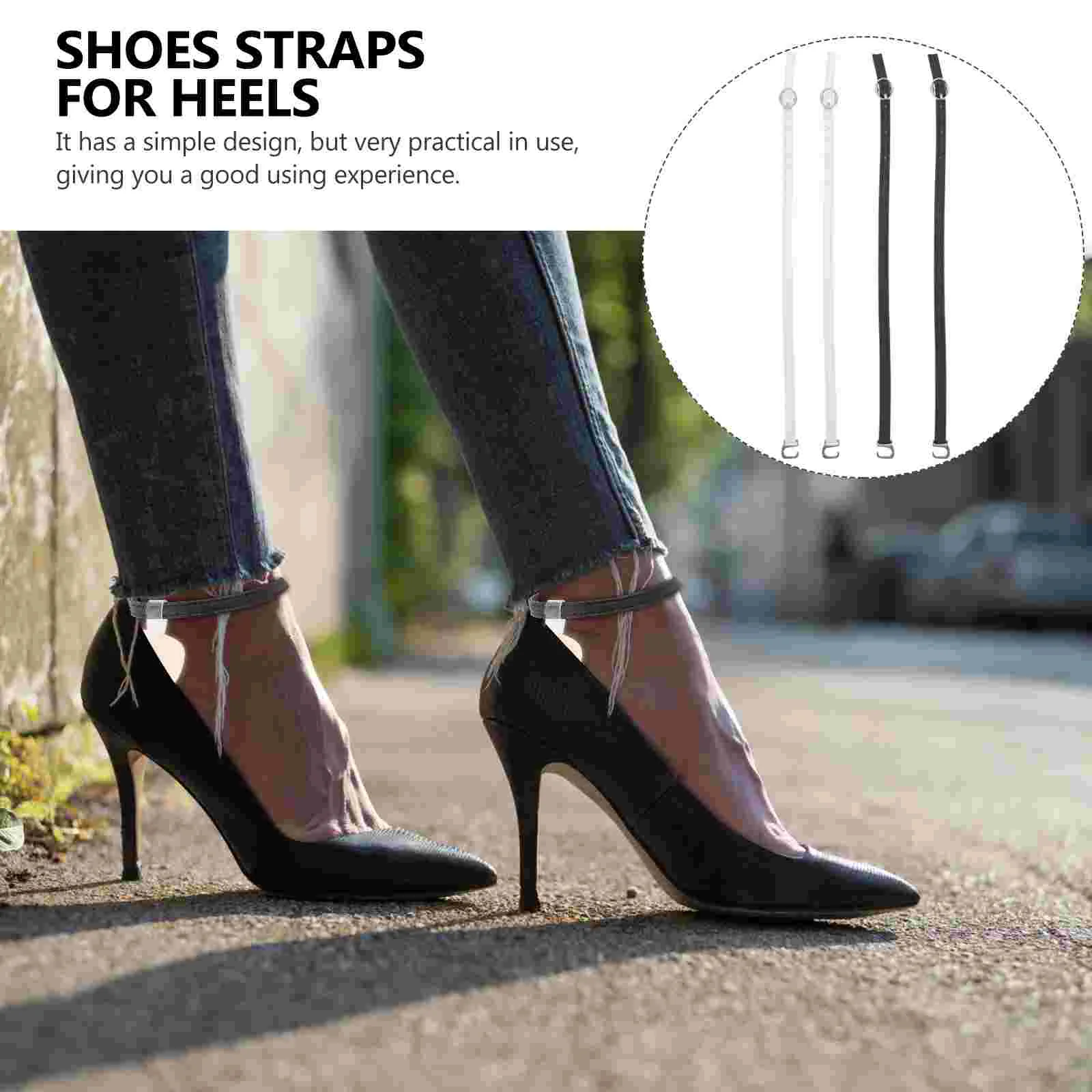 3 Pairs Shoelace High Heel Detachable Straps Clear Heels Women Stretchlace Shoelaces Ankle Bungee