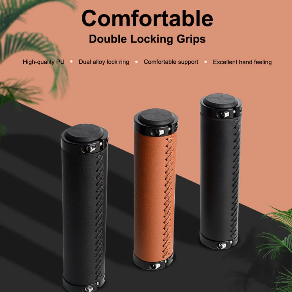 Кожаные Нескользящие амортизирующие Грипсы для руля велосипеда 135 мм