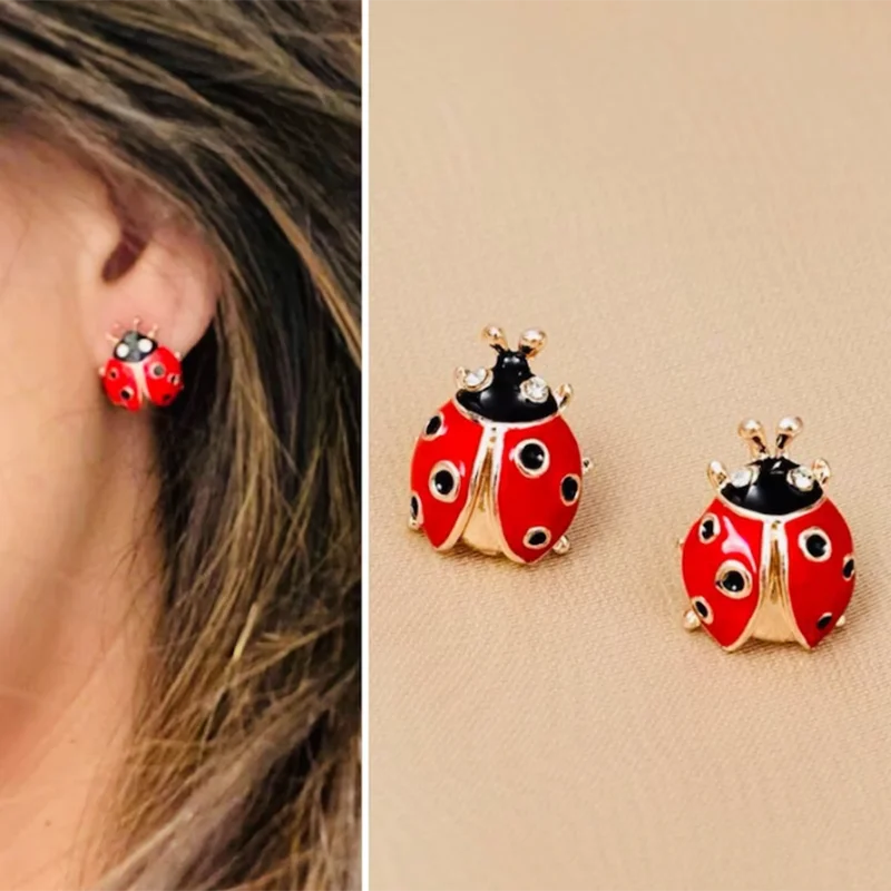 

Tiny Red Lady Bug Stud Earrings for Women Flying Insect Jewelry Ladybug Ear Studs Earring 1.4cm for Kids Girls Ladybird EAR01464