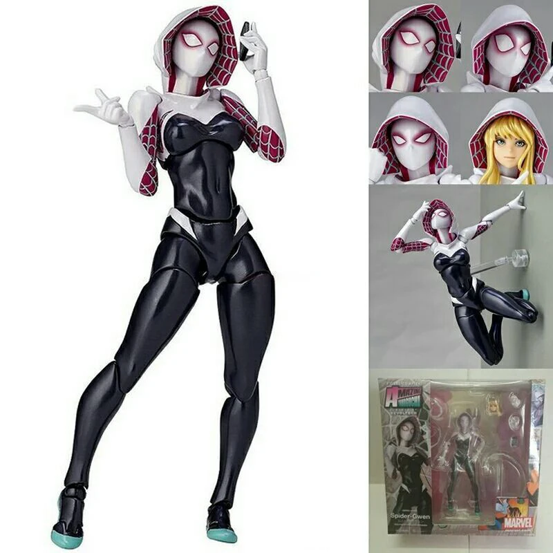 

Anime 15cm Ml Spider Man Figure Gwen Spiderman Action Figurine 4 Heads Across The Universe Gwen Stacy Statue Collectble Toy Doll