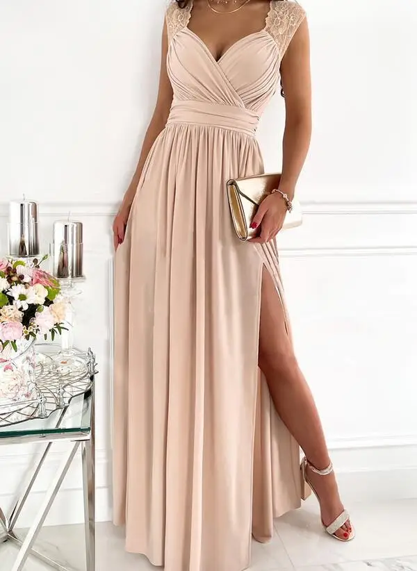 

Cotton Long Open Halter Summer Sleeveless Women Sexy Fit & Flare Party Solid