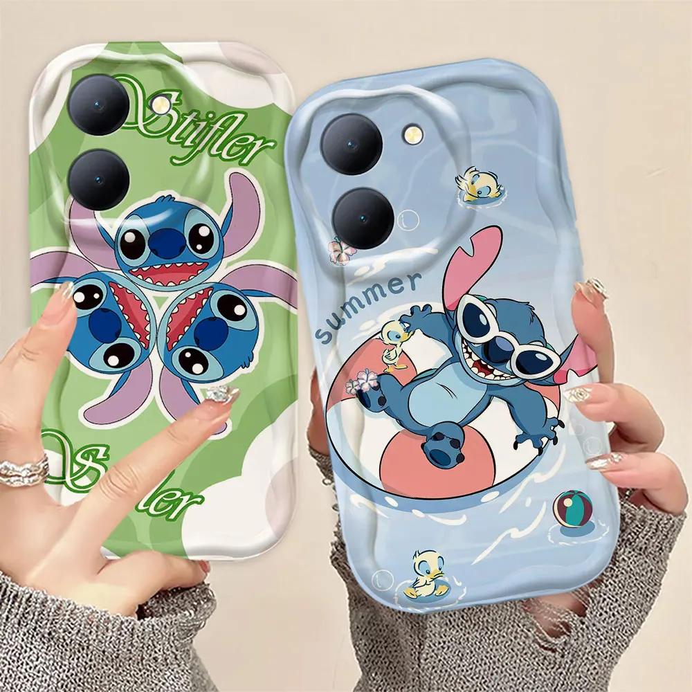Чехол Cartoon D-Disney Stitch 3D Wave для VIVO Y03 Y16 Y17S Y20 Y21 Y22S Y22 Y33S Y27 Y28 Y35 Y36 Y50 Y76 Y77 Y78 Y93 Y100