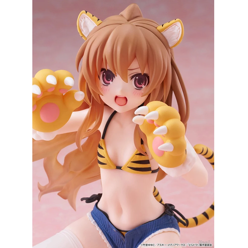 Фото Оригинальная фигурка TAiTO Desktop Cute TIGER x DRAGON Айсака Тайга (версия в купальнике с тигром), кавайная кукла, 13 см, ПВХ модель, аниме-подарок №1