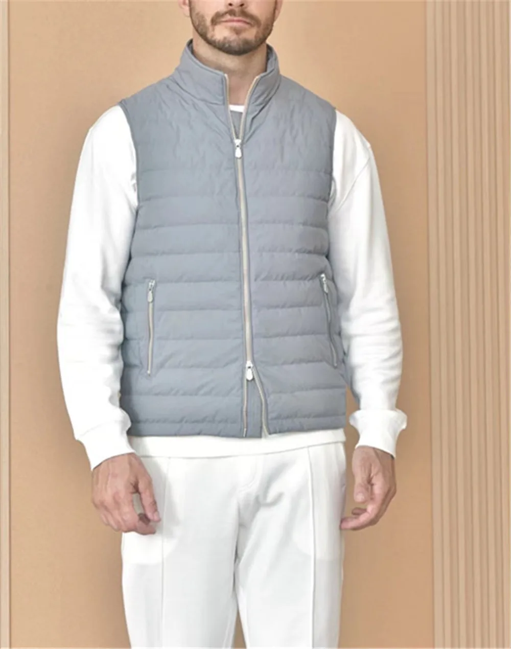 Зимний мужской легкий пуховый жилет B * C с воротником-стойкой теплая куртка без