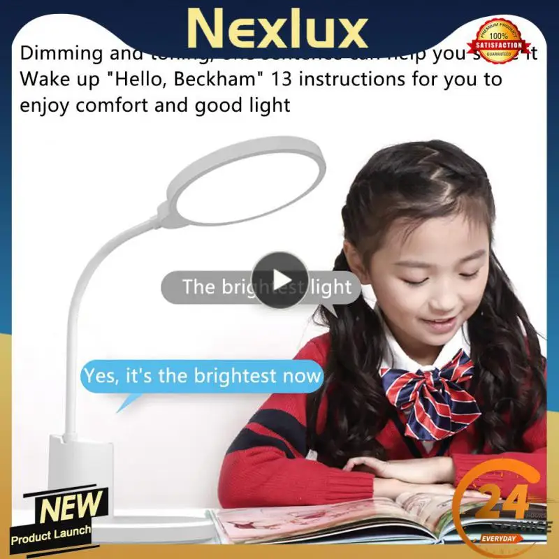 

Voice Control Desk Lamp 10W Reading Night Light Eye Protection Touch Sensing Light with Pen Holder USB Power Table Lamp