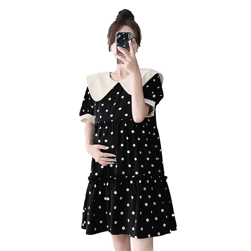 Летнее короткое платье для беременных в Корейском стиле цветное платье-трапеция