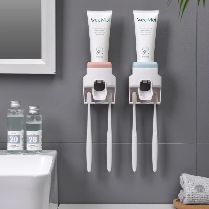 

Настенный держатель для зубных щеток Автоматический дозатор зубной пасты 2 в 1 Аксессуары для ванной комнаты Соковыжималка для зубной пасты...