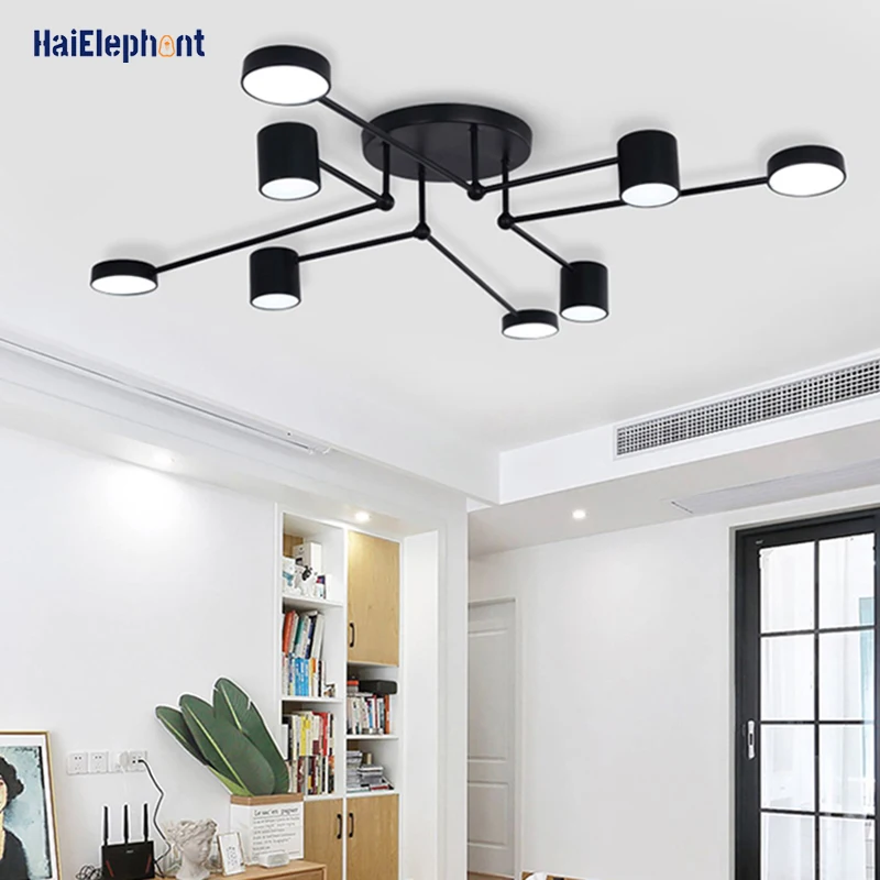 

Nordic Black Lamps Modern LED Chandelier Lighting For Living Room Bedroom Indoor Creative Lights Luminaria Fixtures AC90-260V