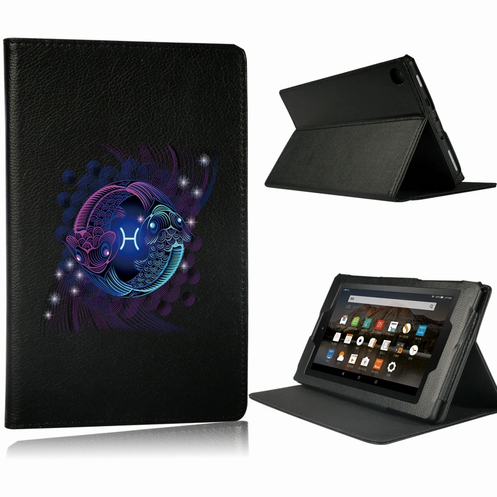 

Tablet Case for Fire HD 10 5th/7th/9th/HD 8 6th/7th/8th/Fire 7 5th/7th/9th Dust-Proof PU Leather Protective Cover Zodiac Pattern