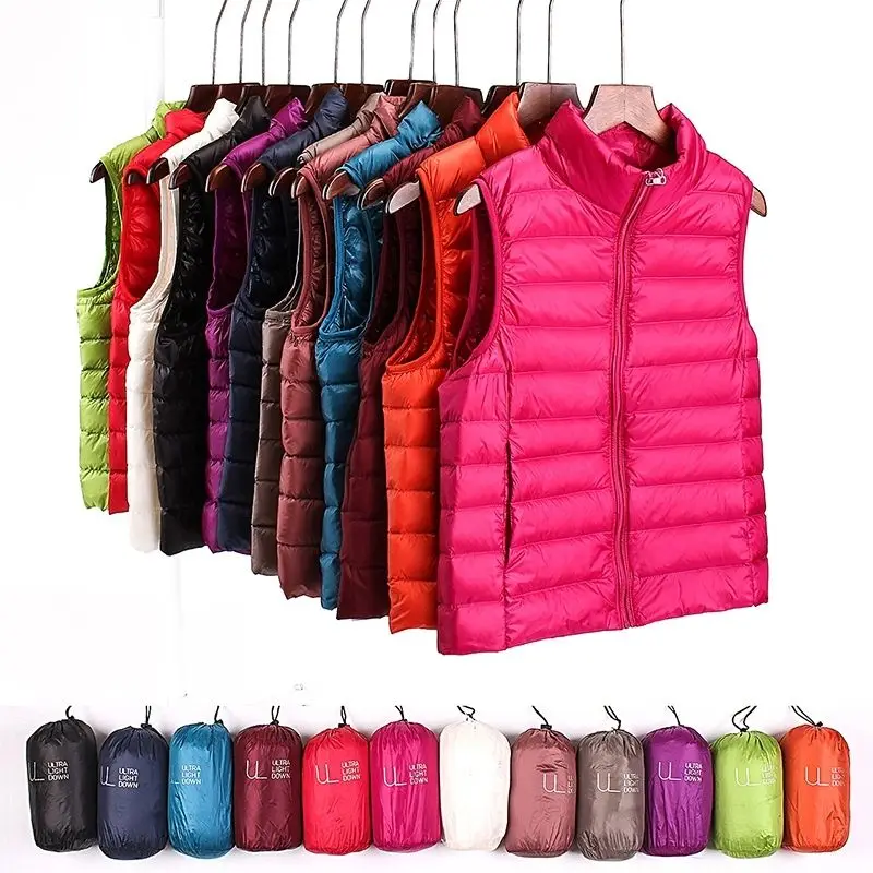 Women Sleeveless Down Vest 2021 Autumn Winter Women's Ultra Light 90% White Duck Down Vest Slim Jacket Windproof Warm Waistcoat