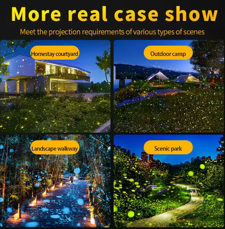 Фото Динамический лазерный проектор-светильник Firefly для парков, газонов, вилл, водонепроницаемый, для создания звездного неба, уличный, для дома, для романтической атмосферы №5
