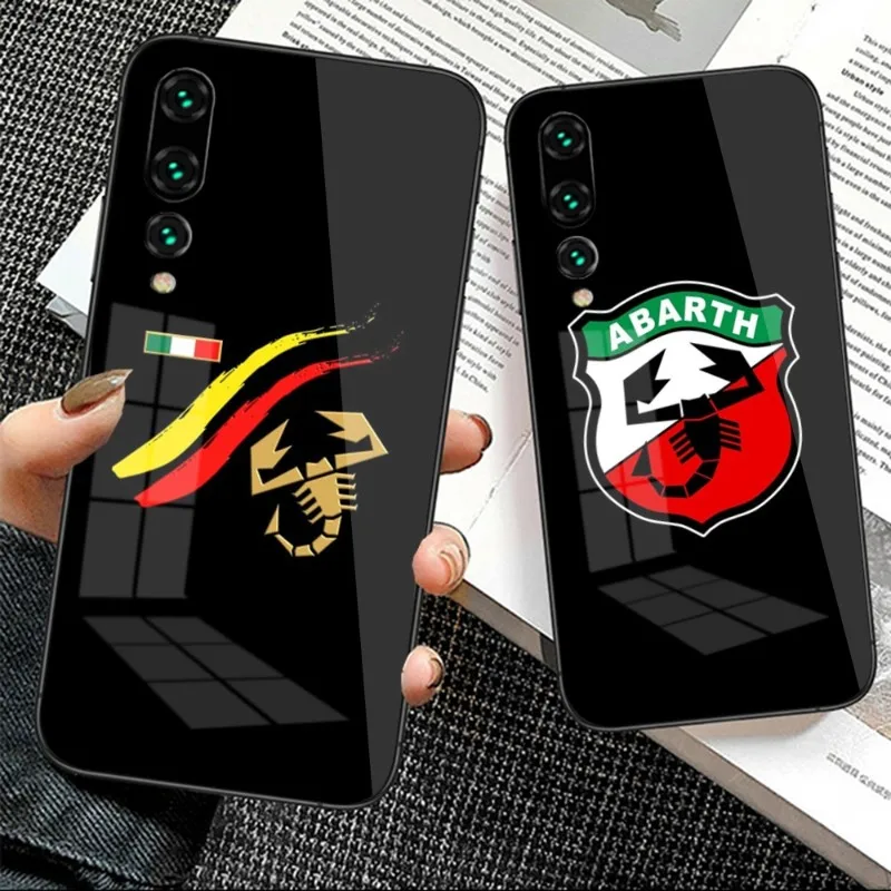 

Итальянский Abarth чехол для телефона Huawei P50 P40 P30 P20 Pro Mate 40 30 20 Pro Nova 9 8 7 PC стеклянный чехол Funda Shell