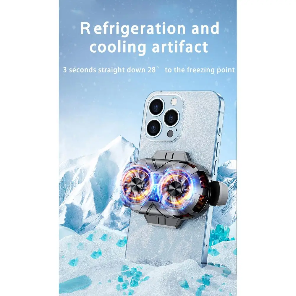 X38 Dual-core Semiconductor Phone Radiator Portable Digital Display Silent Back Clip Phone Cooling Fan Cooler for Ios Android