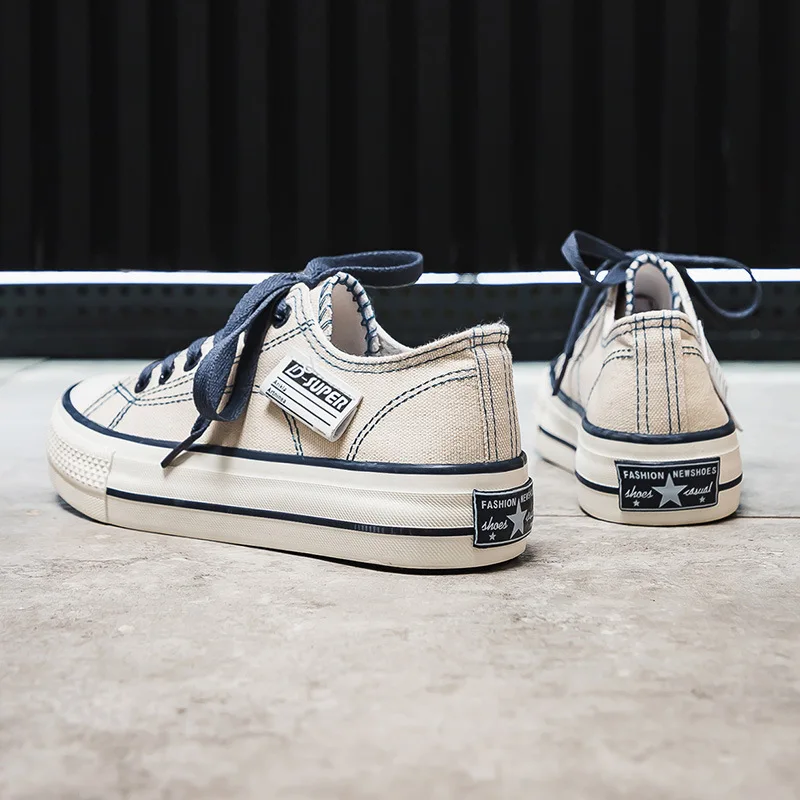 Canvas Shoes For Women With Thick Soles Flat Bottomed Low Top Sneakers For Students Versatile Casual Black Canvas Shoes Fashion