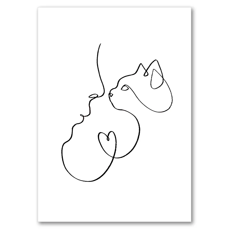 

Настенная живопись "Рисуйте линии животных, кошка и мастер" AliPaint