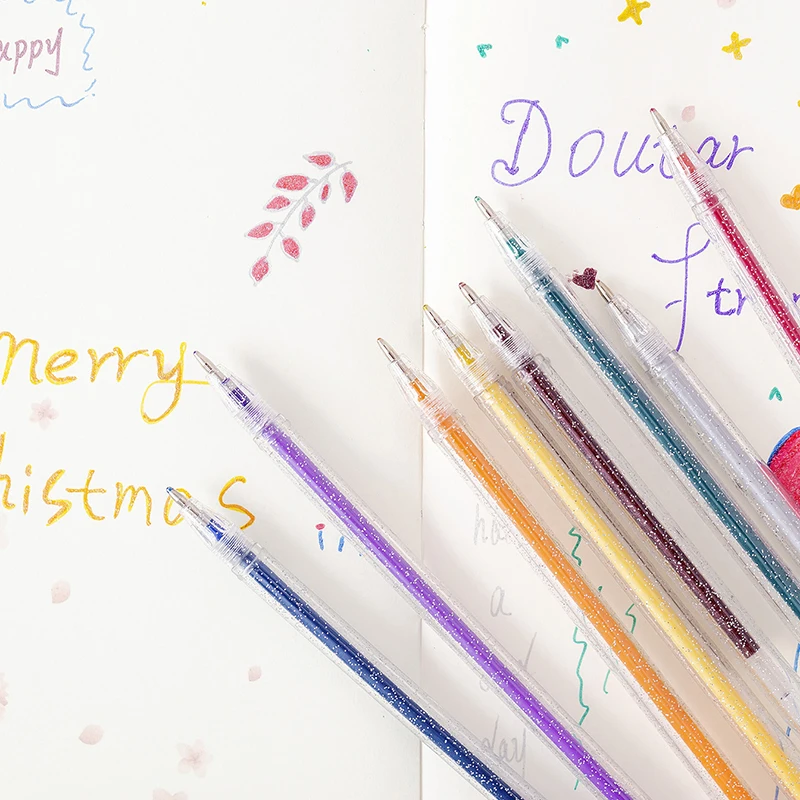 

Kawaii Glitter Quicksand Gel Pens Bullet Tip Office Child Stationery School Supplies for Write Ballpoint Pen 1PCS