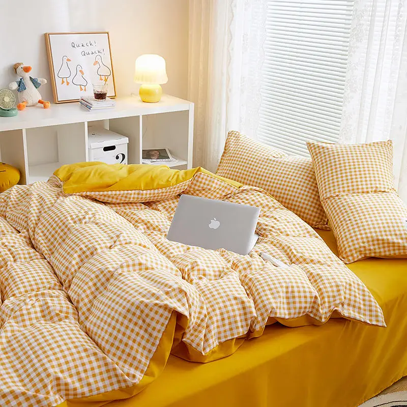 

Home Textiles Bedding Set Bed Cover Duvet Cover Sheet Couple Adult Children Double Queen Bed 150*200cm Simple Plaid