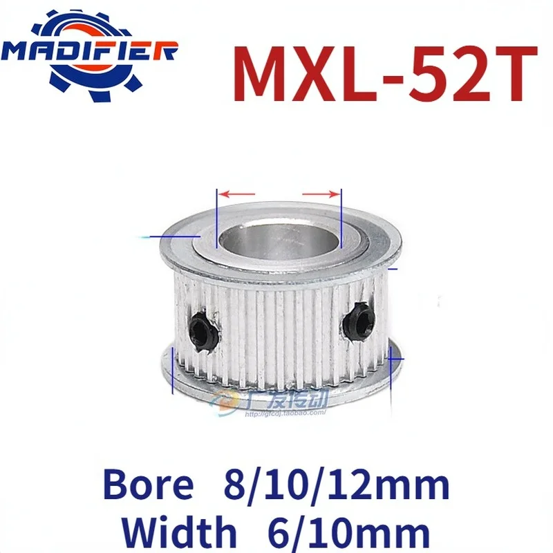 

Two-Side Flat MXL 52 Teeth Synchronous Belt Pulley Slot Width 6/10mm Inner Hole 8/10/12mm