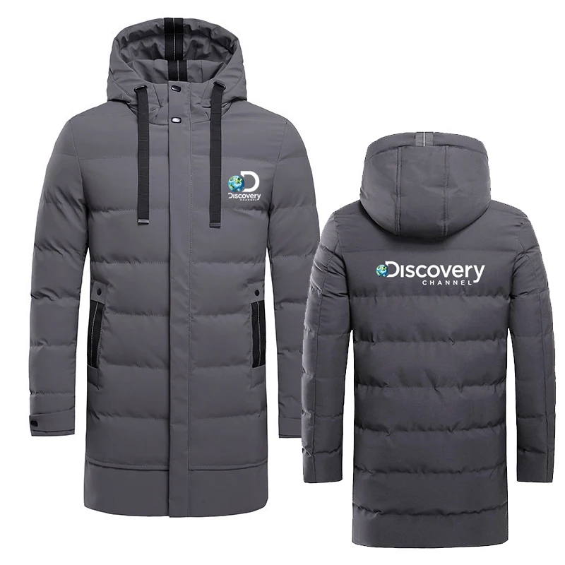 Autumn winter Discovery men casual cotton padded clothes simple keep warm fashion hooded medium long down cotton padded clothes