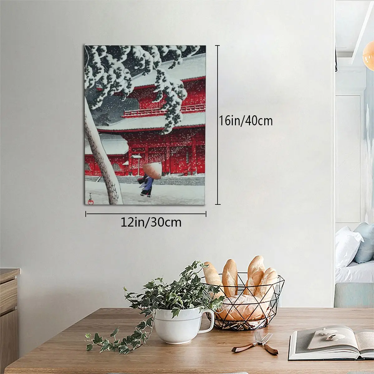 Безрамная картина Zojoji Temple Shiba 1925 Hasui Kawase на холсте