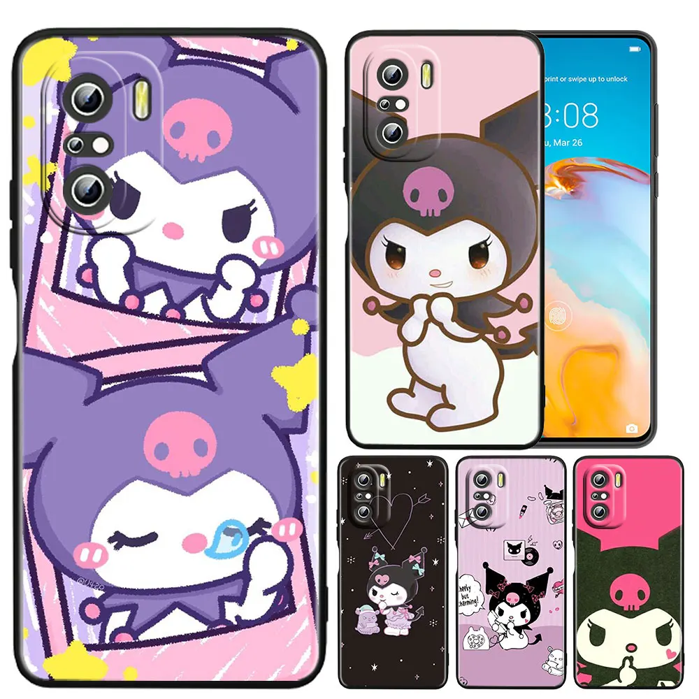 

Cartoon Sanrio Kuromi For Xiaomi Redmi K50 Gaming Pro 5G 10 9 9A 9C 9T 8 7 6 5 4X TPU Soft Black Phone Case Fundas Capa Cover