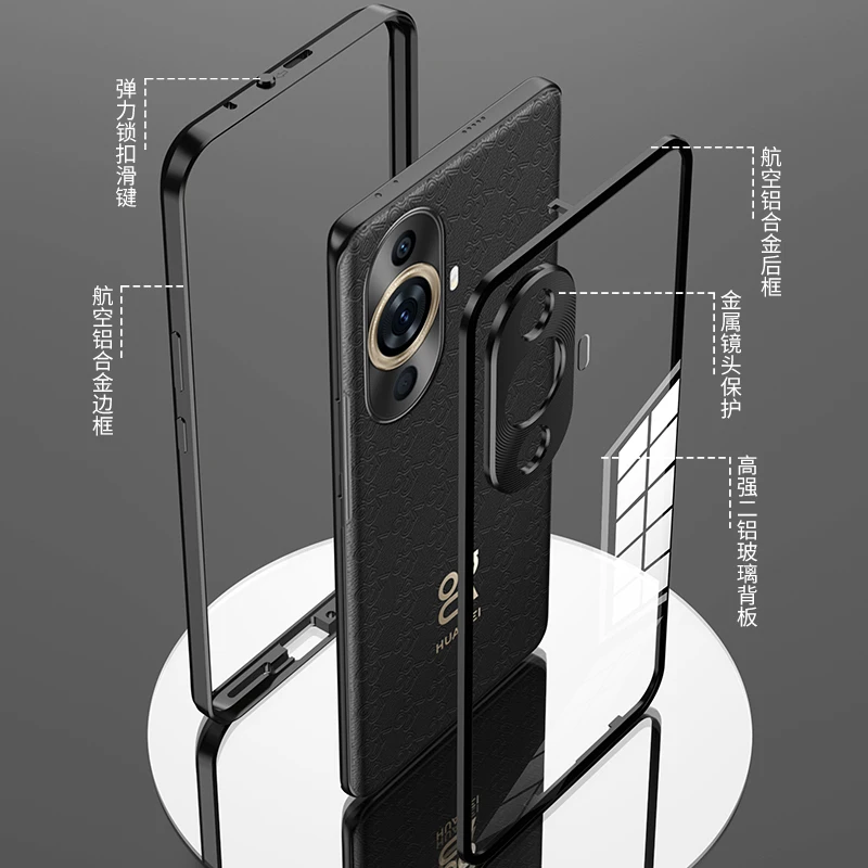 Aluminium Alloy Metal Frame For Huawei Nova 11 Pro Case Tempered Glass Back Cover Metal Bumper Camera Lens Protector Funda