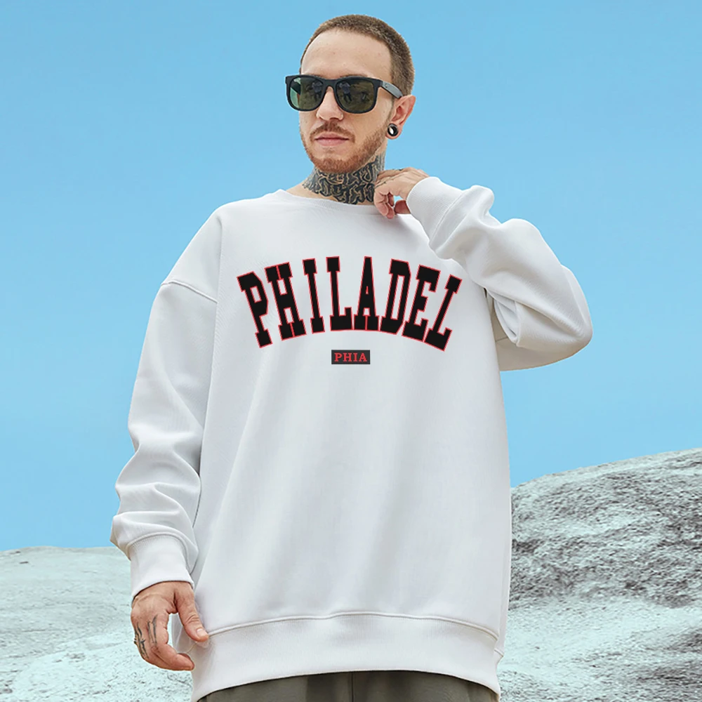 

Philadel Cotton Printed Man Sweatshirt Street Spring Autumn Clothes Warm Fashion Casual Pullovers Campus Harajuku Sweatshirts