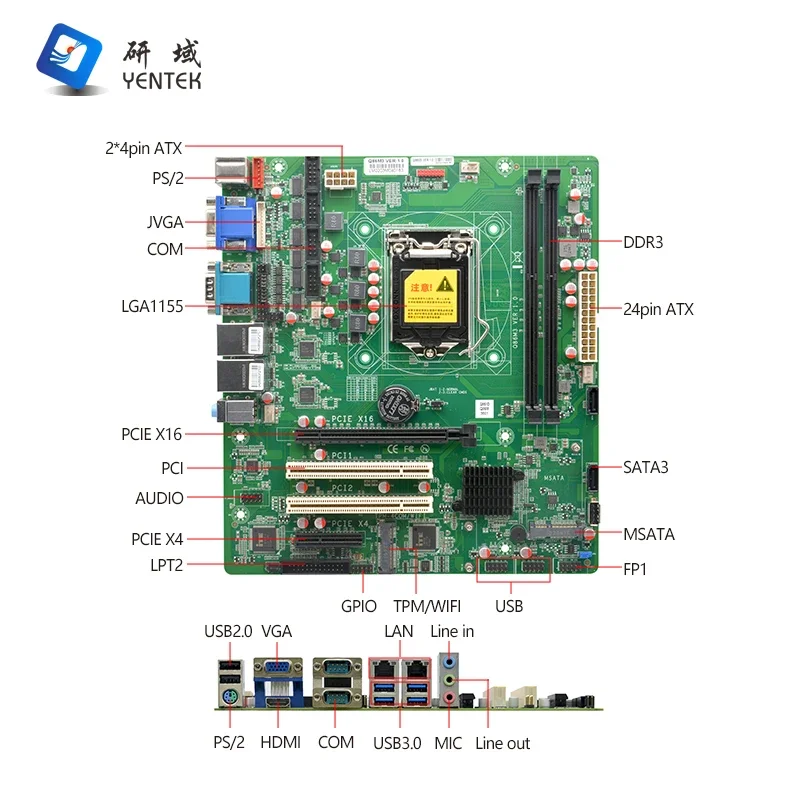 Фото Новая промышленная материнская плата ATX Q85 LGA1150 с гарантией 3 года, поддержкой процессоров I3, I5, I7, 2 DDR3, HD VGA, 2 LAN, 11 USB, PCIE, совместимая с Win10 и Linux. №4