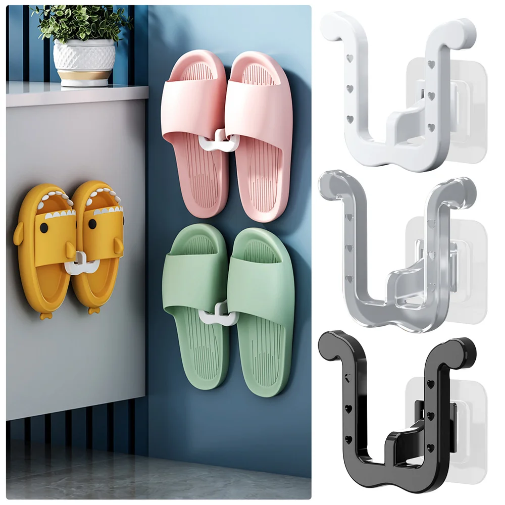 

No Punching Slippers Rack Bathroom Simple Slipper Hook Toilet Drainage Rack Wall Mounted Bedroom Neat Storage Shoe Drying Rack
