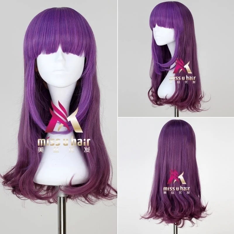 

Long synthetic lolita-like wigs with purple fringe Japan harajuku daily wigs for women with hot bangs resist + wig cap